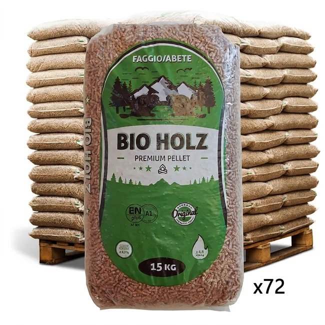 img_4673 Bancale 1080 kg pellet Bio Holz Premium abete e faggio ENplus A1, 72 sacchi da 15 kg - immagine 1