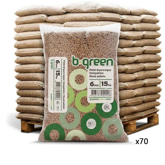 img_4676 Bancale 1050 kg pellet BGreen in conifere ENplus A1, 70 sacchi da 15 kg - immagine 1