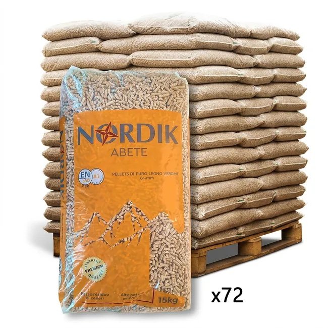 img_4691 Bancale 1080 kg pellet Nordik in abete ENplus A1, 72 sacchi da 15 kg - immagine 1