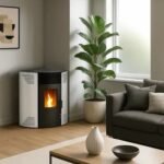 Stufa a pellet angolare Iseos 12,2 kW Bianco Sannover + Kit di installazione - immagine 3